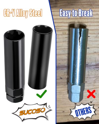 2pcs 7 Spline Lug Nuts Key, 13/16" & 7/8" Hex and 1/2" Drive Sockets 2 PCS