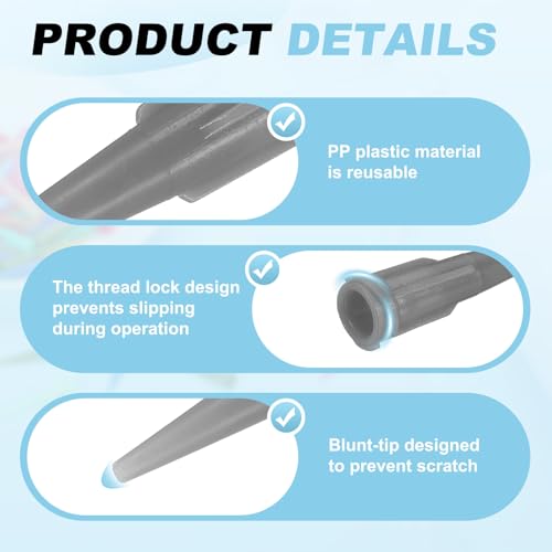 uxcell 120Pcs Plastic Tapered Pinhead, 16 Gauge TT Adhesive Dispensing Needle Tip 1.2mm Glue Applicator Blunt Tips for Industrial Oil or Glue Applicator, Gray 120