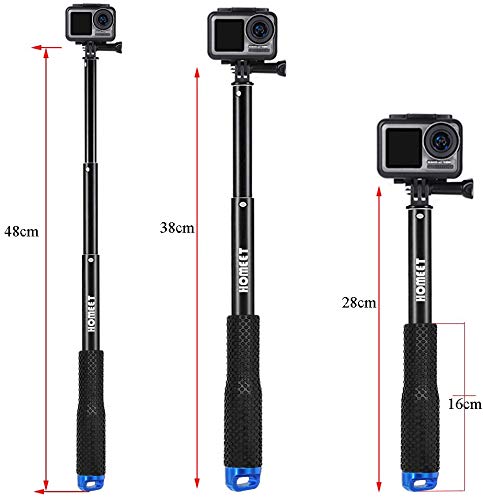 Extendable Action Camera Selfie Stick, 19" Sports Cameras Selfie Stick Pole Waterproof Telescoping Pole Monopod for DJI OSMO, AKASO, SJCAM, YI, Victure, Qumox, Crosstour 19 Inch Selfie Stick