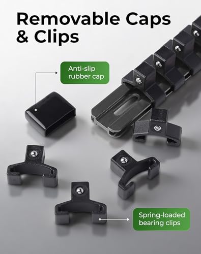 ALOANES 3PC Heavy Duty Aluminum Build Quality Socket Organizer 3PC, 1/2-inch Drive Black