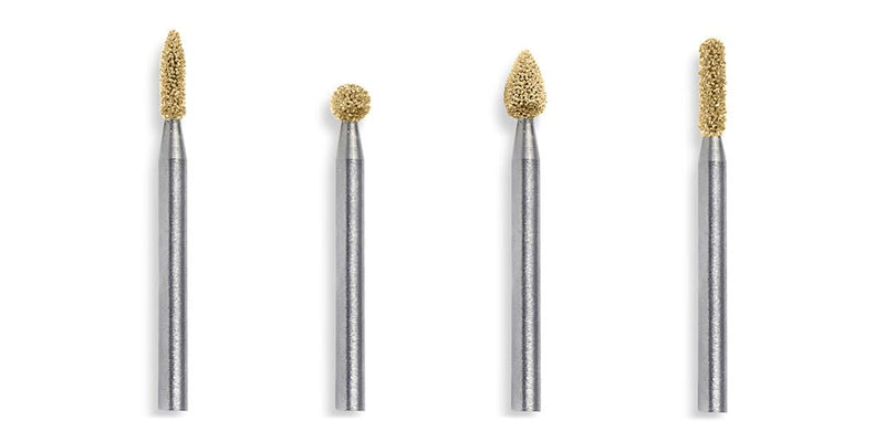 Kutzall 4-Piece Rotary Burr Detail Kit - 1⁄8" Shaft, Fine – Wood Carving Bit for Dremel, Foredom, Ryobi, DeWalt, Milwaukee Tools - Structured Tungsten Carbide, 18FKIT02 Fine Detail Kit