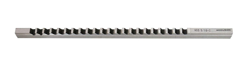 Accusize Industrial Tools - 5/16'' to C, Hss Keyway Broach, Fractional, Imperial, 5000-0020 | 0.3127-0.3137 Tolerance, 3/8 in x 11-3/4 in, 25/64 in to 2-1/2 in Cut Length, 1 Shim 5/16 in -C