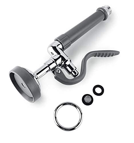 Pre Rinse Sprayer Commercial Sink Sprayer Head Spray Valve,1.42GPM Restaurant Sink Dish Spray with Handle for Commercial Kitchen faucets,Chrome Finished (Grey) Gray Round Sprayer