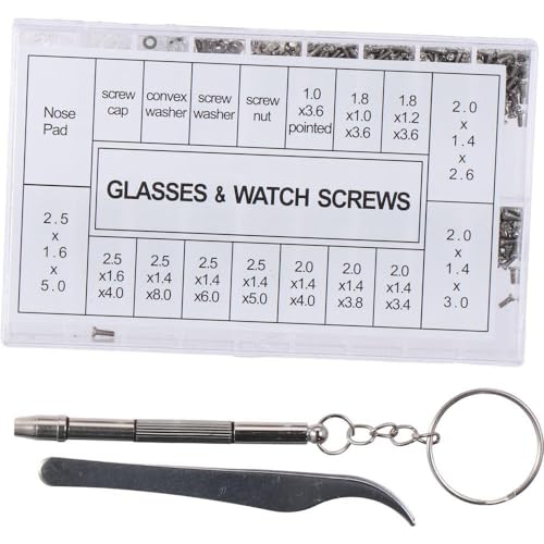 M1/M1.8/M2/M2.5 Phillips Pan Head Small Machine Screws, Tiny Screws, Mini Screw Assortment Kit Repair Screws for Glasses, Watches, Clocks (with Screwdriver & Tweezer)