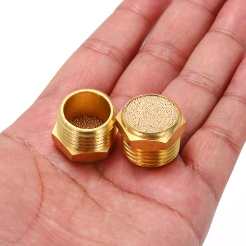MECCANIXITY 3pcs Air Compressor Muffler 1/2" NPT-21mm Male Thread Sintered