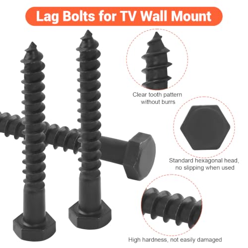 JCZ Lag Bolts for TV Wall Mount, Wall-Side Hardware Kit with Bubble Level