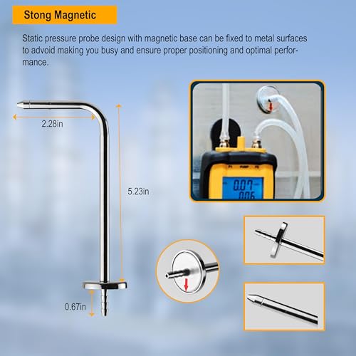 ZIBOO ASP2 Soft Tube,Static Pressure Probes with Compatible with Fieldpiece JL3KM2, SDMN5，SDMN6，ADMN2,HVAC Pitot Static Tube Fit for Many Dual Port Manometer with2x 39.37FEET(1.0M) Soft Tube
