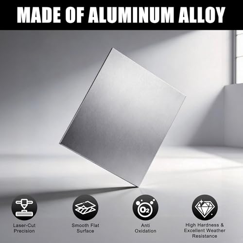 Aluminum Sheet Metal 6 PCS 10 x 10 Inch Thickness Metal Plate Covered with Protective Film, 1/16inch(2mm) Sheet Plate Flat Stock, Finely Polished and Deburred 10 x 10 x 1/16inch 4