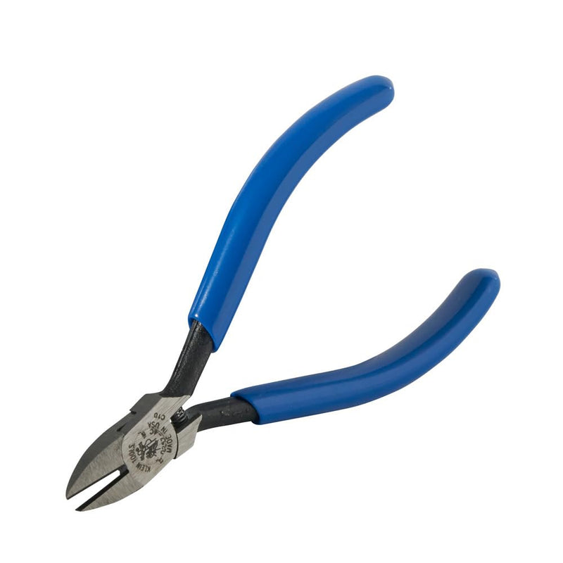 Klein Tools D257-4C Pliers, Diagonal Cutting Midget Electronics Pliers with Short Jaws and Beveled Cutting Edges, 4-Inch Spring Loaded