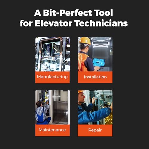 Megapro® Elevator Multi-Bit Screwdriver | Includes ¼” Hex Shaft |Phillips, Flat, Spanner, Torx Pin | Elevator Installation and Maintenance