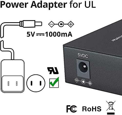 Gigabit Media Converter LC, SFP Port, Single Mode Fiber to Ethernet Converter for 10/100/1000Base-Tx to 1000Base-LX, with a SFP LX Transceiver (1000Base-LX), LC Fiber Slot, 20km, 1310-nm, SMF 1G SMF, 20km
