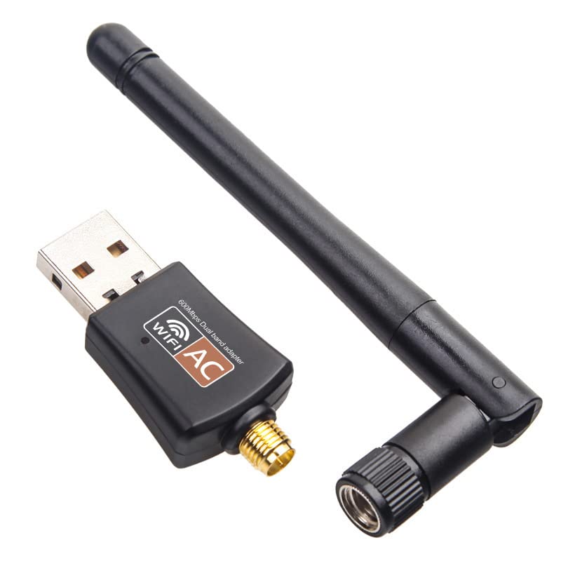 600Mbps Dual Band 2.4/5GHz Internet USB WiFi Adapter, Laptop Wireless Receiver Network Dongle with Antenna, Compatible with Windows 11.10/8/7/XP/VISTA, MAC, Linux