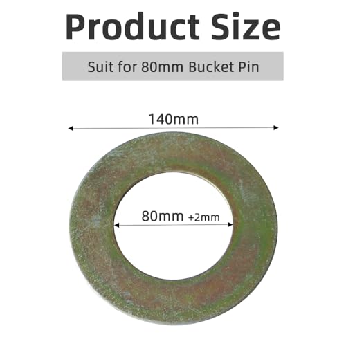 10Pcs 80mm Bucket Pin Shim Kit, Spacer Washers (OD 140mm x ID 80mm x 2mm) OD 140mm x ID 80mm x 2mm 10