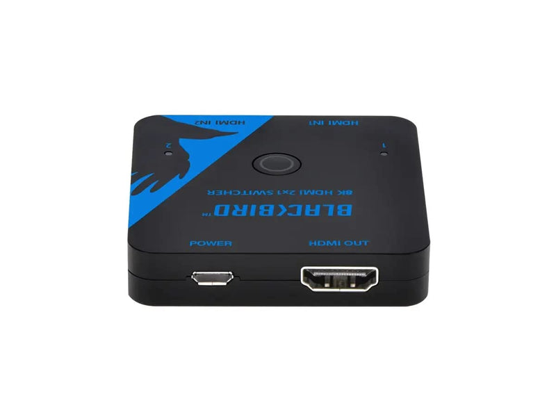Monoprice 2x1 HDMI Switch, 8K@60Hz, 4K@120Hz, 48Gbps, HDMI 2.1, HDCP 2.3, HDR10+ and Dolby Vision, Low Latency Support, for HDTV, Xbox, PS5/4/3, Blu-Ray Player, Fire TV, Roku - Blackbird Series