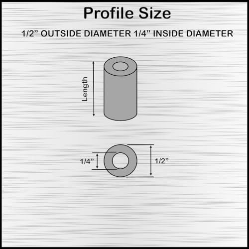 Steel Spacer 1/2" OD x 1/4" ID, Round Spacer Unthreaded Standoff Bushing Plain Finish, Fits Screws, Bolts 1/4" or M6, Metal Spacers Online (1-1/2" Length, 10 Pack) 1-1/2" Length