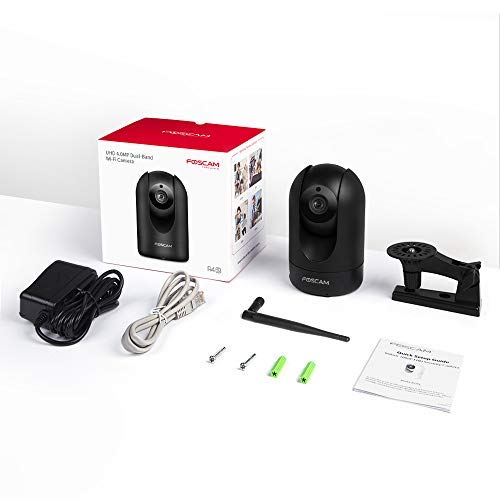 FOSCAM Home Security Camera R4S 4MP WiFi IP Camera,Wireless Baby Monitor with AI Human Detection Sound Detection 33ft Night Vision 2 Way Audio Camera Compatible with Alexa Black R4S-Black