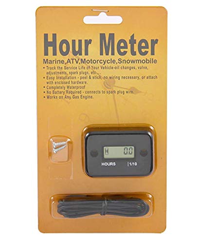 Digital LCD Inductive Hour Meter Hourmeter Waterproof for Marine Boat SnowBlower Inverter Generator Motorcycle ATV Lawn Mower and Small Gas Engine(Black) BLACK