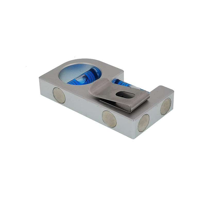 Convenient to carry Solid aluminum alloy Mini level ruler portable mini level bubble meter with magnetic function TV stand installation (Silver blue)
