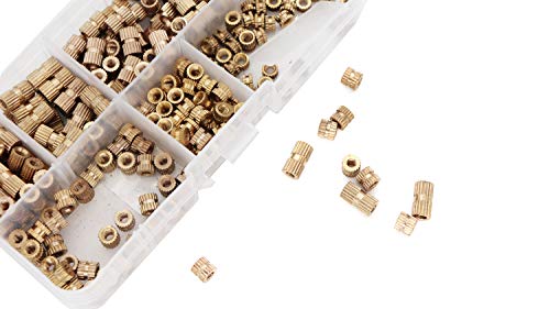 300pcs M3 Knurled Threaded Inserts, Brass Female Press in Embedment Heat Set Nuts Assortment Kit for Laptop 3D Printer Plastic (Pack of 2) m3 (Pack of 2)