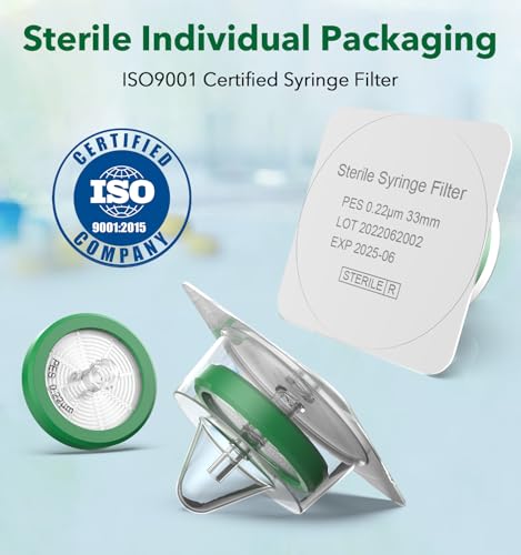 FOUR E'S SCIENTIFIC PES Syringe Filter, 50 Pack