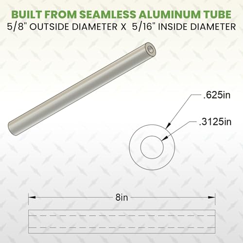 Aluminum Spacer 5/8" OD x 5/16" ID x 8" Long Round Spacer 2 Pack