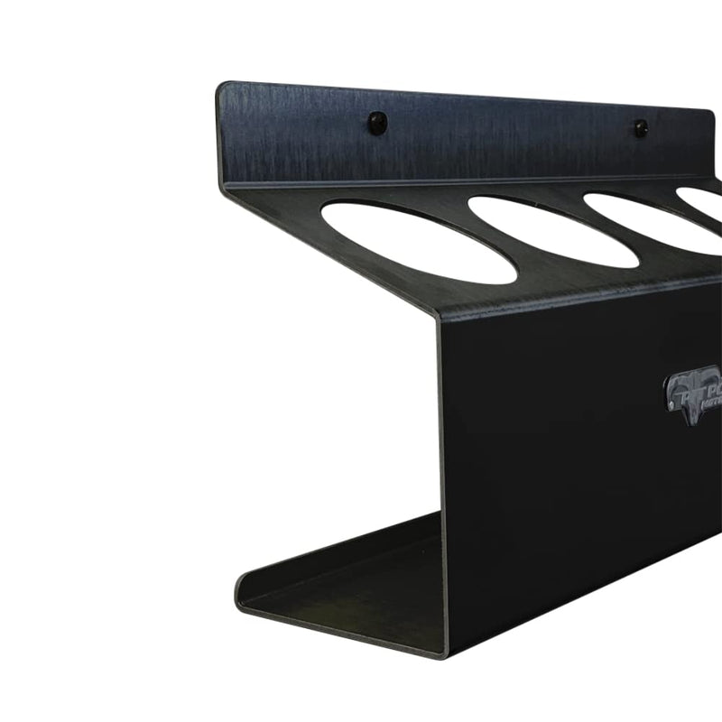 Pit Posse 303BK Four Bottle Aerosol Spray Can Rack Shelf Holder 15.5" Caddy - Made in USA - Aluminum Enclosed Trailer Shop Garage Storage Organizer - Mounting Hardware Included (Black) Black