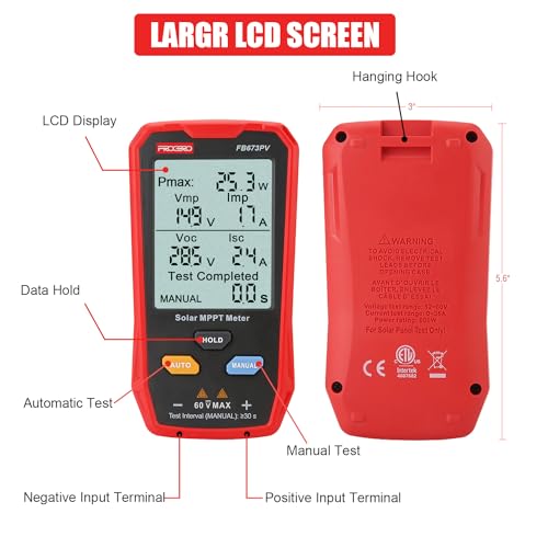 800W MPPT Solar Panel Tester Large LCD Photovoltaic Multimeter 800W