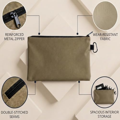 7 Pack Canvas Tool Bag, 12.4"x7.3" Premium Tool Pouch Zipper Bag