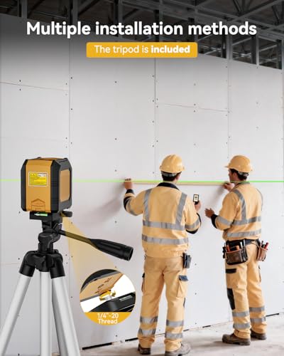 Nikotek Laser Level with Tripod, Self-Leveling Green Beam Horizontal and Vertical Cross-Line Laser for Home Decoration Carrying Pouch, Battery Included (27 Inch Tripod) 27 Inch Tripod