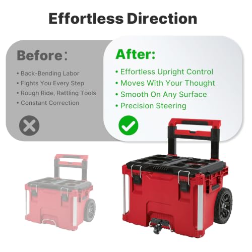 BYERN AUTO Front Wheel Compatible with Milwaukee Packout Rolling Toolbox Black
