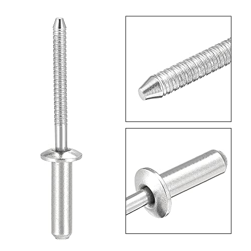 uxcell Blind Rivets, 304 Stainless Steel Pull Rivets Core Decoration Rivets 4.8mm Diameter 16mm Grip Length Close End Silver Tone, 50pcs 4.8mm x 16mm