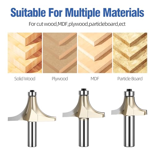 HUHAO Roundover Router Bit,1/2" Shank,1-3/8-Inch Radius Round Over Edge Forming Router Bit CNC Router Bits for Round Edging, Cabinet Edges Radius 1-3/8"- Shank 1/2"