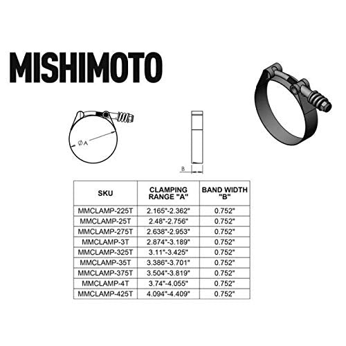 Mishimoto - MMCLAMP-3T Stainless Steel Constant Tension T-Bolt Clamp, 3 2.87"-3.19"