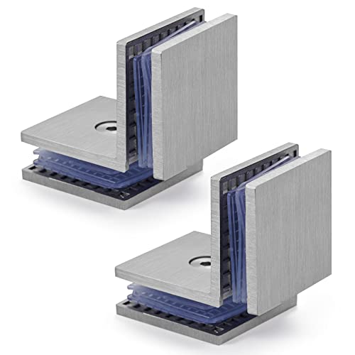 Ranbo 90 Degree Glass to Glass Fixed Panel Clamp, Brushed Nickel, 2 Pack Straight Edge 90°glass to glass