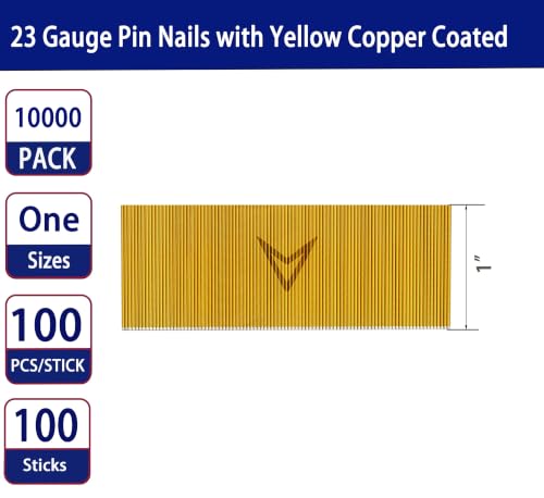 HAMWOO 23 Gauge Pin Nails,Headless Pinner Nails,1":10000pcs 1"---10000Pcs