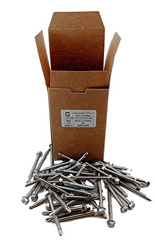 Chenango Supply #14 x 2-1/2" Stainless Hex Washer Head Tek Screws #14 x 2-1/2 inch