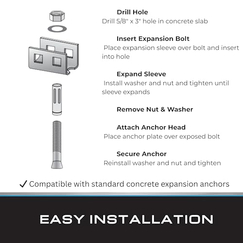 Tie Down Galvanized Double Head Anchor – Heavy-Duty Concrete Expansion Bolt Anchor for Secure and Stable Mounting on Existing Slabs Anchor Head with Concrete Expansion Bolt (Silver)