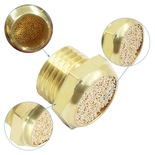 Bonsicoky Brass Pneumatic Exhaust Mufflers, 3 Pack, 1/4" Male Thread