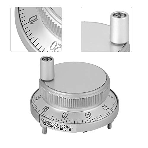 6 Terminal CNC Pulse Encoder, Electronic Pulse Generator Hand Wheel Manual Encoder, 5V 60MM(White)