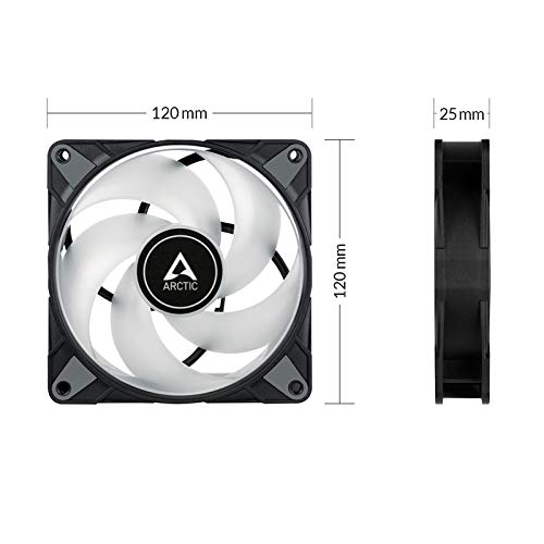 ARCTIC P12 PWM PST A-RGB (3 Pack) - PC Fans, 120mm PWM Case Fan Optimized for Static Pressure, Semi-Passive: 200–2000 RPM (0 RPM <5%), 5V 3 pin ARGB LED - Black P12 PWM PST A-RGB, 3 Pack (black)