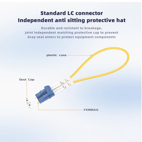 2 Pack Fiber Optic Loopback Cable,LC/UPC Single Mode Fiber Loopback Testers - 9/125um,for Self-Testing SFP Modules or Network Equipment 2 pack LC Singlemode