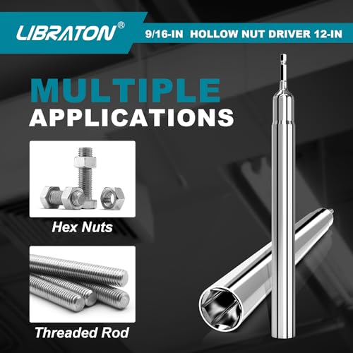 LIBRATON Hollow Nut Driver, Power Nut Driver Set 9/16", 12 inch Long 12-inch long 9/16-inch