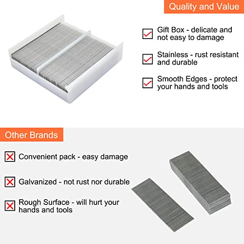 Headless Pins Nails 23 Gauge Pin 7/10 Inch Length Stainless Steel Brad Nails with Gift Box for Molding Cabinetry Building Assembly, 10000 Pieces