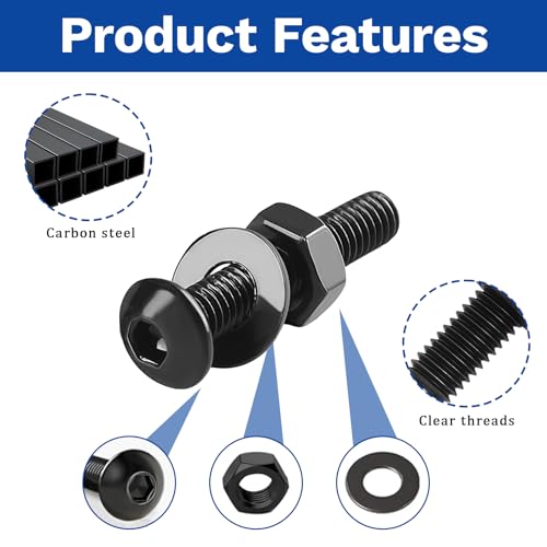 720 Pcs M2 Screws Assortment Kit, M2x4/6/8/10/12/16mm Metric Screws, Black Zinc Plated Steel Fasteners for Home & Workshop M2x4/6/8/10/12/16- 720Pcs