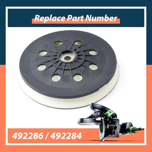 492286 D125 (5-Inch) Soft Sanding Pad 8 Holes Replacement for Festool ETSC/EC125 Sander for Jetstream Part Replace 492284, with Screw