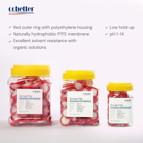 Syringe Filter Hydrophobic PTFE, 0.22μm 13mm, Non-sterile, PK of 100
