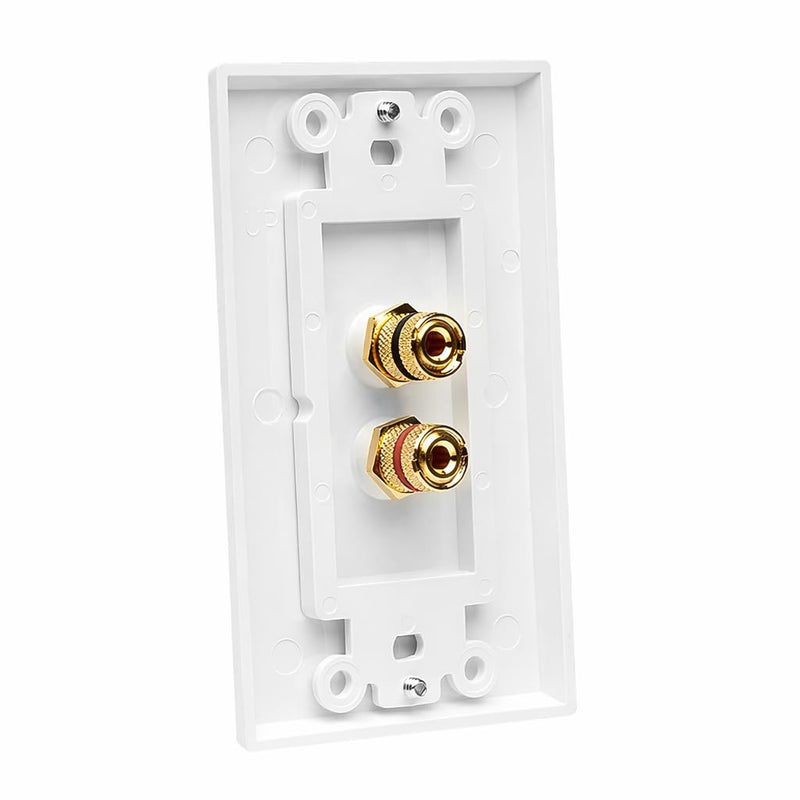 DIYTECH 1 Speaker Wall Plate 2 Pack, Gold Plated Binding Post Home Theater Wall Plate for In Wall Speaker Wire, Surround Sound & Audio Systems