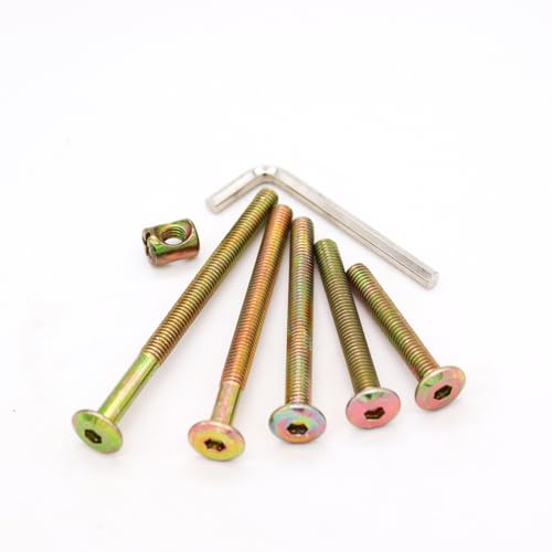 Baby Bed Crib Screws Hardware Replacement Kit, 25-Set M6x40mm/ 50mm/ 60mm/ 70mm/ 80mm Hex Drive Socket Cap Screws Barrel Nuts M6