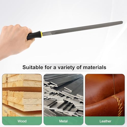 M METERXITY Triangular Metal File 12 Inch, High Carbon Steel Diamond Hand W PVC Grip Handle for Wood/Metal/Ceramic/Glass/Stone/Jewelry/Tile/Model/DIY/Sharpening File 1