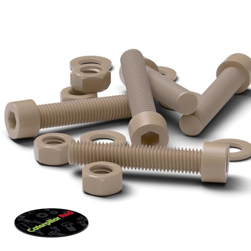 5X Natural PEEK Socket Head Screws & Bolts M8 x 45mm, Nuts & Washers